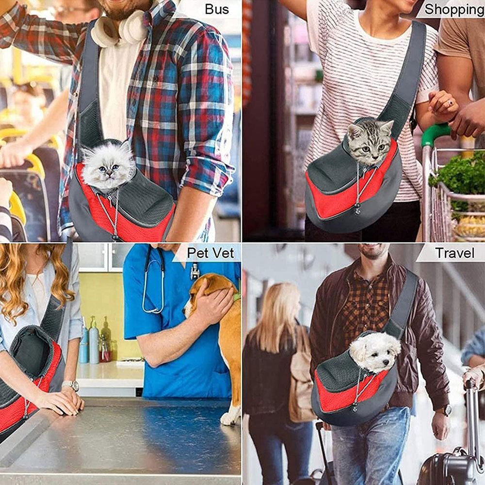 COOLBABY LZM-CWBB03 Pet Dog Out Carrying Bag,Pet Dog Sling Carrier Breathable Mesh Travel Safe Sling Bag Carrier for Dogs Cats,Within 3 kg,Small,38 * 10 * 20CM - COOL BABY
