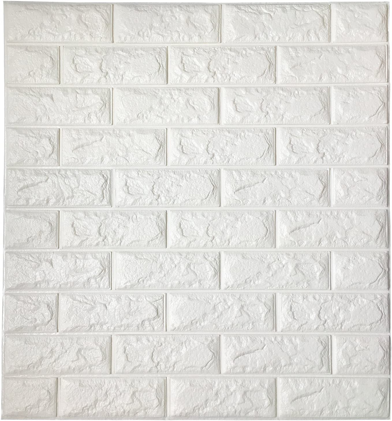 COOLBABY QZ10P-WT 10PC 3D Wall Sticker Self-Adhesive Wall Panels Waterproof PE Foam White Wallpaper for Living Room TV Wall and Home Decor (Brick 10 Pack - 58 Sq Ft) - COOL BABY