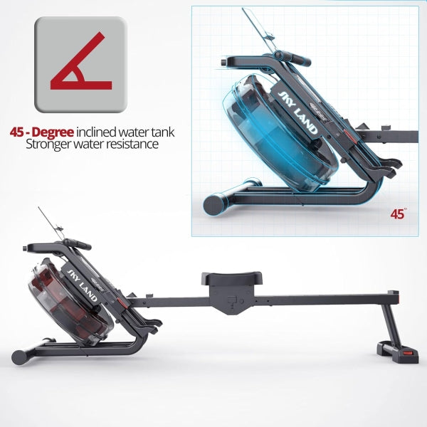 Water Rowing Machine with Bluetooth App & Ab Roller Bundle | Home Gym Cardio Equipment