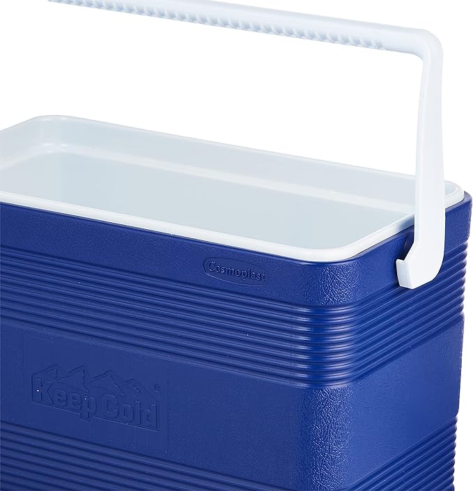 Deluxe 30L Plastic Cooler Icebox – Blue Insulated Picnic Cooler with 5-Day Ice Retention