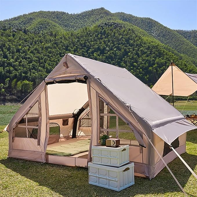 4-6 person inflatable camping tent, easy to install outdoor tent, inflatable house tent with anti-mosquito screens - COOLBABY
