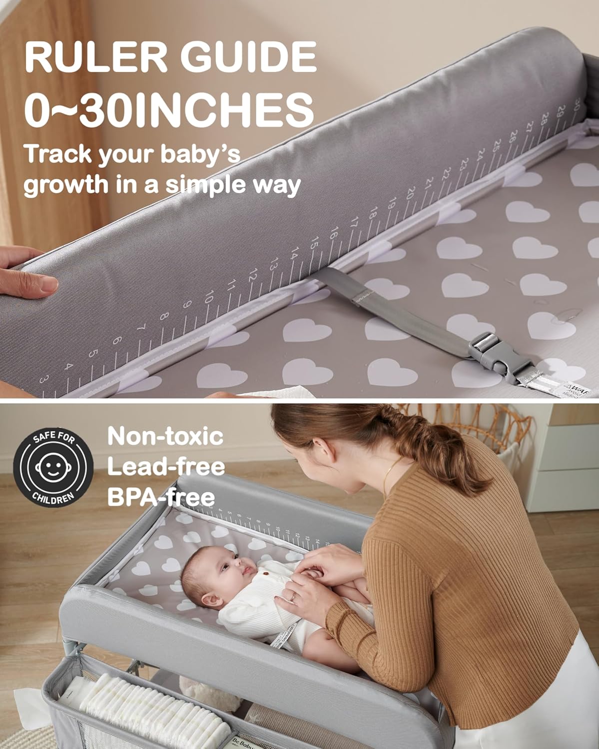 Portable Diaper Changing Station – Waterproof, Folding Baby Changing Table with Adjustable Height & Storage Organizer – Mobile Nursery Table for Newborns & Infants - COOLBABY