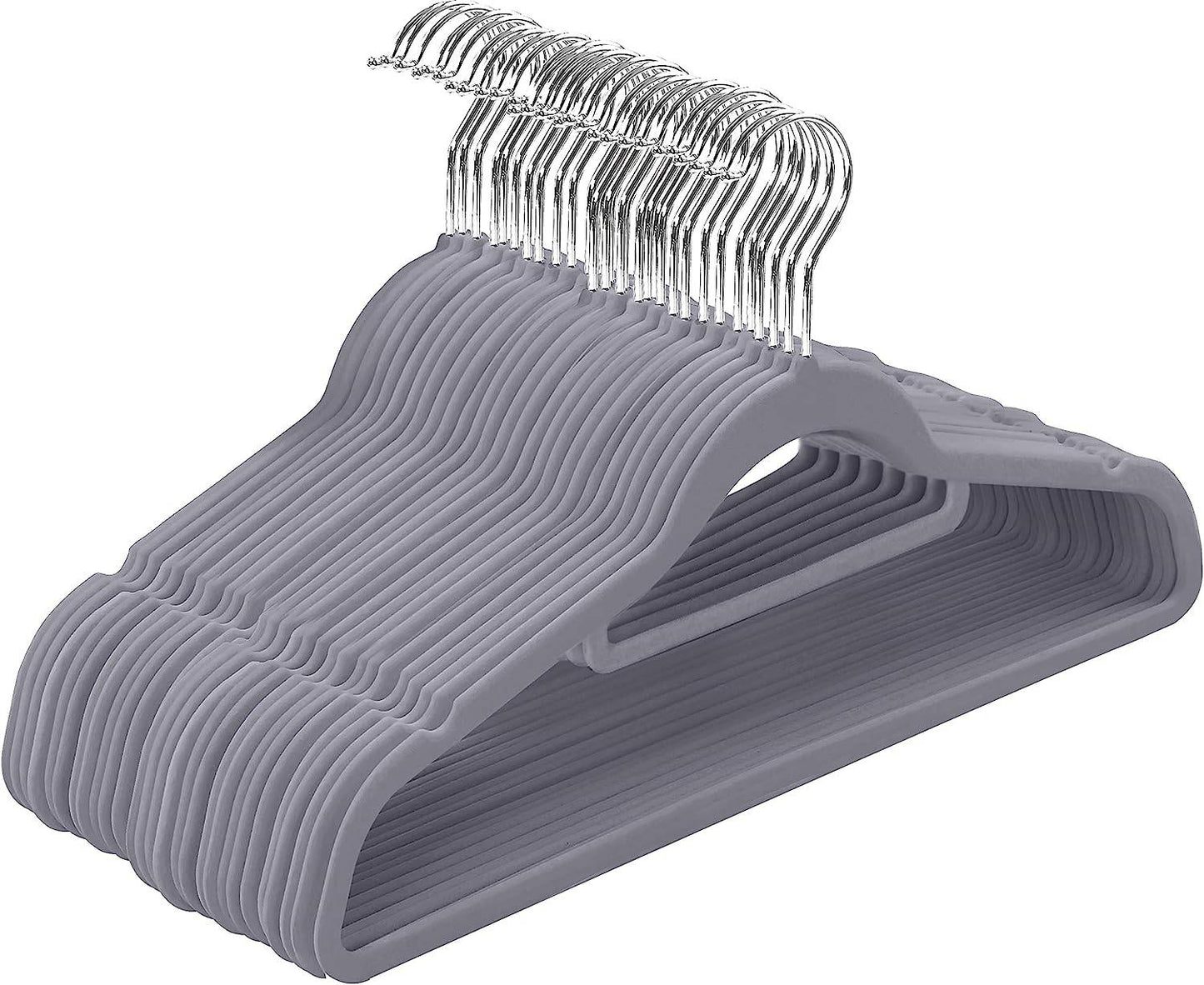 COOLBABY YLY043-50GRY Premium Non Slip Velvet Hangers - Heavy Duty - Coat Suit Hangers (Grey, Pack of 50) - COOL BABY