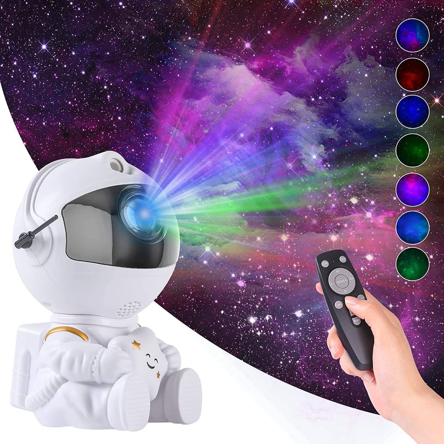 COOLBABY YLY053-WT Galaxy Projector, Star Projector Galaxy Light, Night Light for Kids Bedroom Ceiling Gaming Room Decor, Mini Cute with Remote Control, Sky Starry Nebula Aurora Lamp(White 2nd Version) - COOL BABY