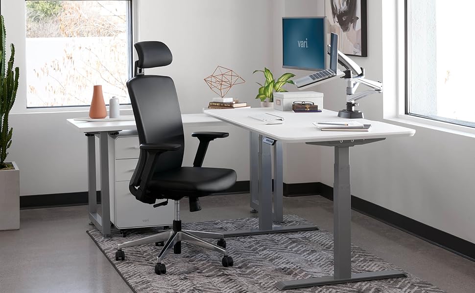 Premium Black Leather Desk Chair with Adjustable Headrest and Armrests - Height Adjustable Computer Chair - COOLBABY