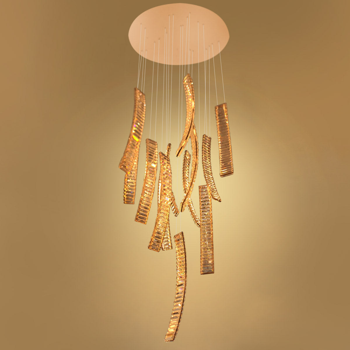 Luxury Alaria K9 Crystal Staircase LED 3000K Stainless Steel - Rose Gold - COOLBABY