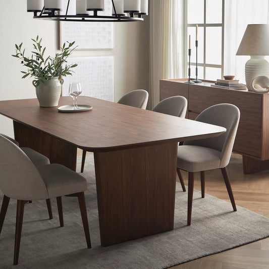 6-Seater Dining Set - Walnut/Beige - COOLBABY