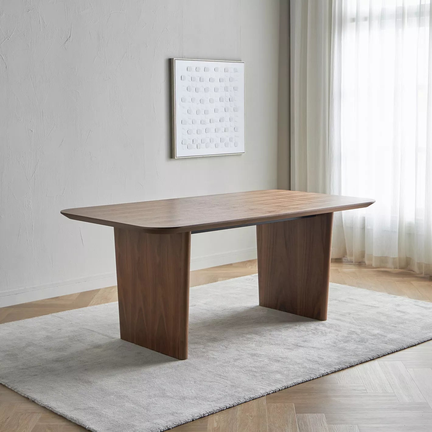 6-Seater Dining Set - Walnut/Beige - COOLBABY