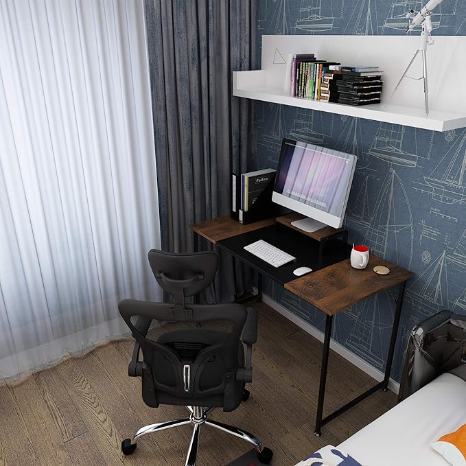 Computer Desk, Study Desk 47 Inch with Monitor Stand Modern Simple Style, PC Desk with Splice Plate - COOLBABY