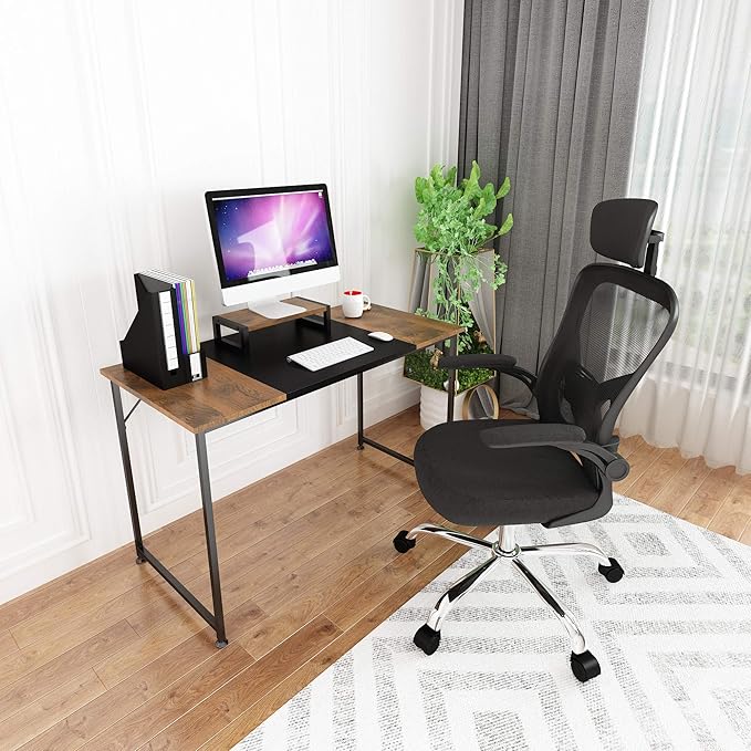 Computer Desk, Study Desk 47 Inch with Monitor Stand Modern Simple Style, PC Desk with Splice Plate - COOLBABY