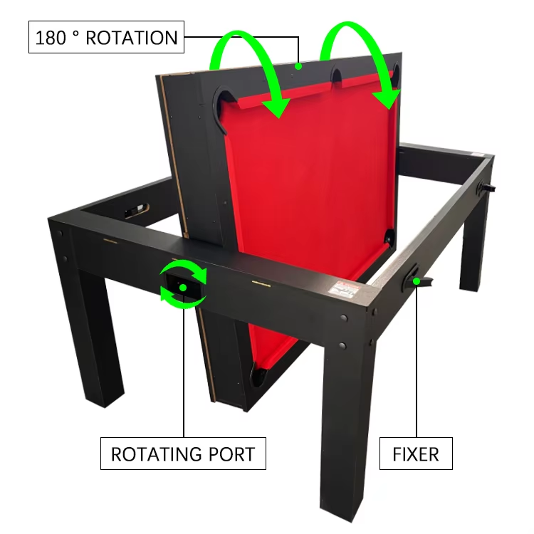 3 in 1 Multi Games Table Rotating Pool Table 7ft With Billiards + Air Hockey + Table Tennis + Dinning Table
