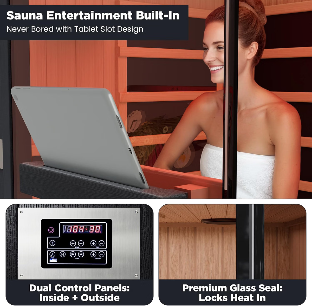 2-Person Full Spectrum Sauna Himalayan Salt Far Infrared Dual LED Controls
