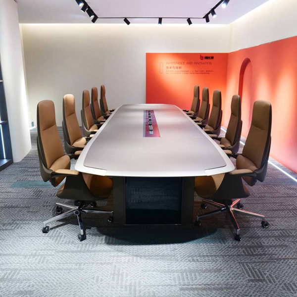 COOLBABY Grey Office Meeting Table BB01-MT01 with Power Railing and High-Density Fiber for Durability - COOLBABY