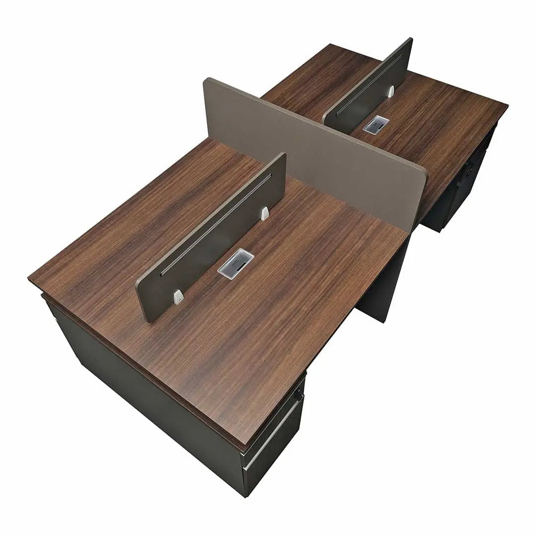 4-Person Office Workstation 242 cm | HDF Office Desk with Storage