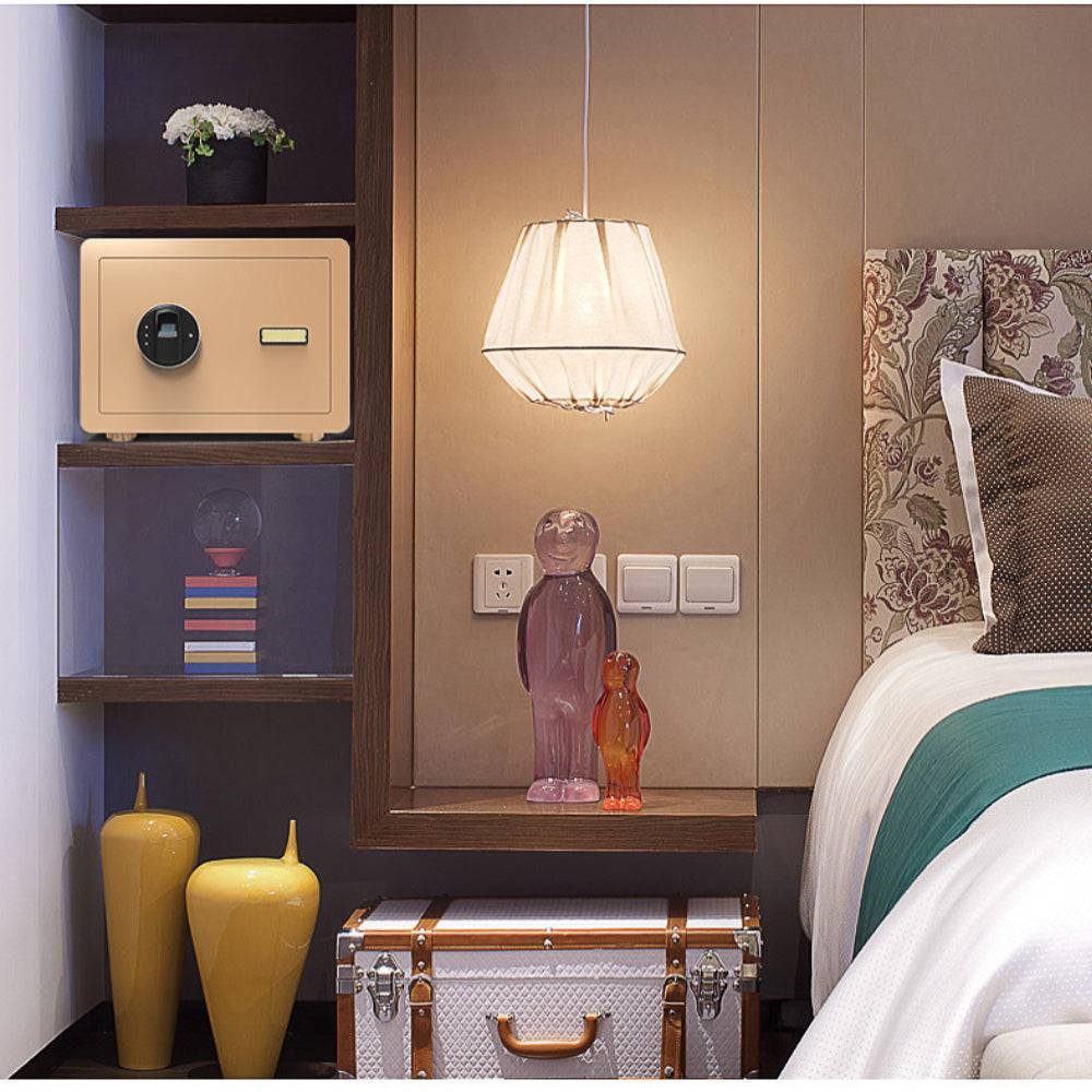 COOLBABY BXG-25 Safe Box with Biometric Fingerprint Lock, A4 Document Size Safety Deposit Box for Home Office Shop (25 * 35 * 25) Brown - COOL BABY