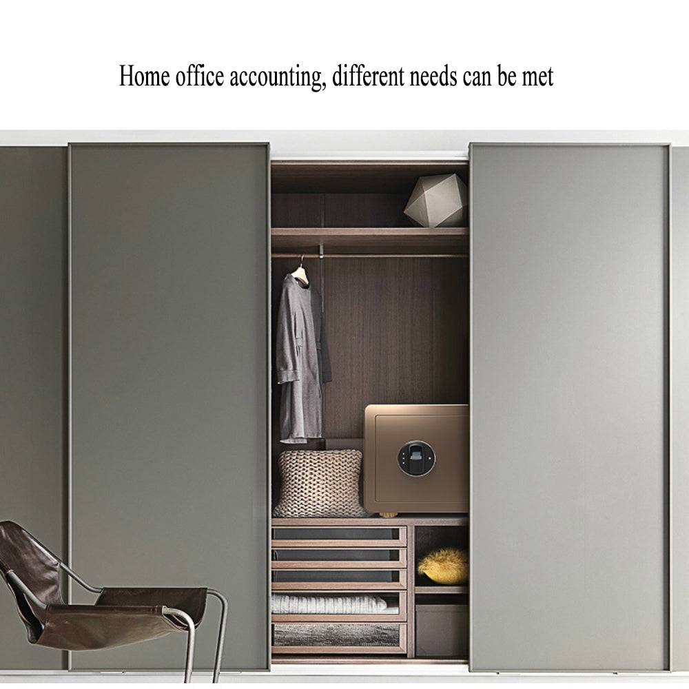 COOLBABY BXG-25 Safe Box with Biometric Fingerprint Lock, A4 Document Size Safety Deposit Box for Home Office Shop (25 * 35 * 25) Brown - COOL BABY