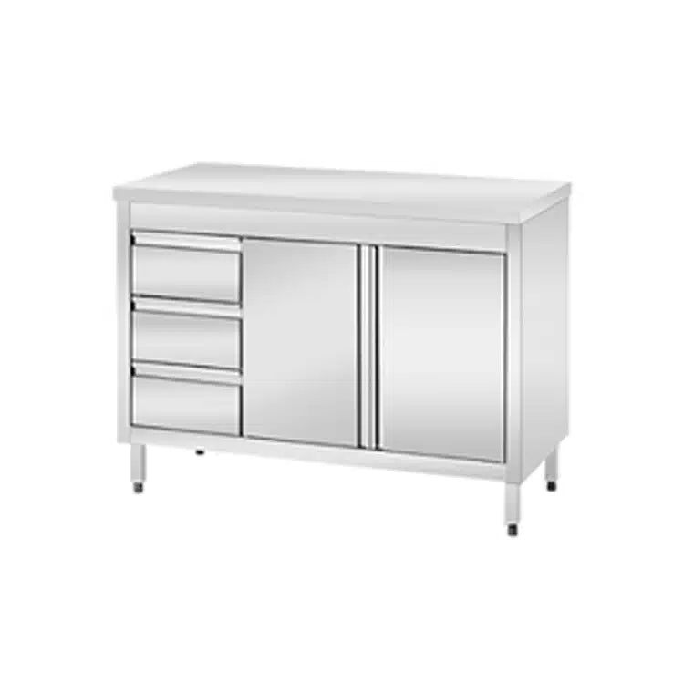Commercial Base Cabinet with 3 Vertical Drawers | AISI 304 Stainless Steel Kitchen Cabinet | Made in UAE