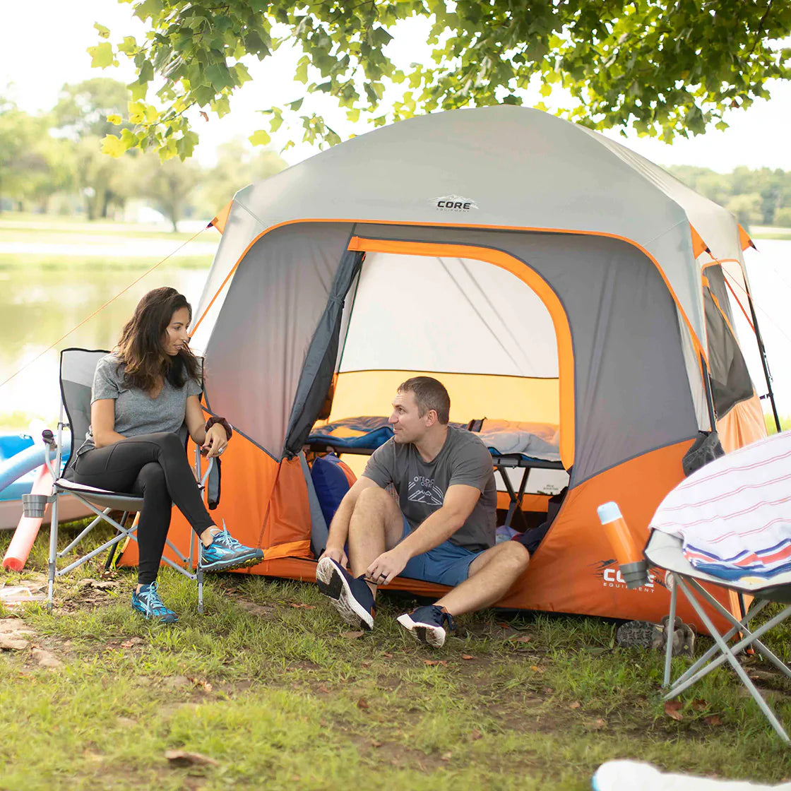 COOLBABY 4-Person Straight Wall Cabin Tent with Spacious Interior and Weather Protection - COOLBABY