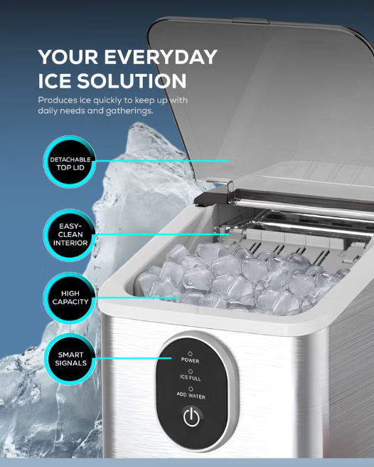 LMIM37 Ice Maker Machine 12KG/24H | Stainless Steel Countertop Bullet Ice Maker