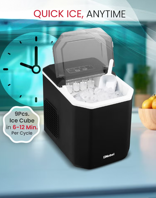 Ice Maker NIM15S 12KG/Day – Portable Countertop Ice Maker with LED Display, 1.3L Water Tank & Bullet Ice Cubes