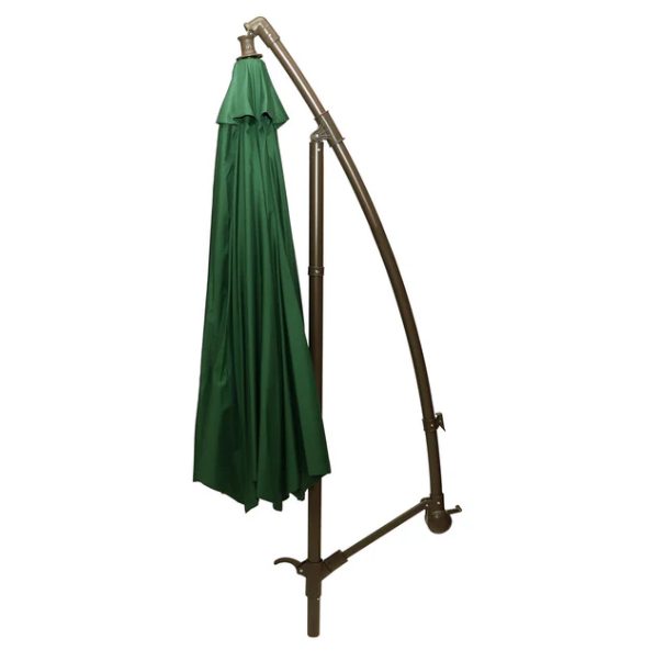 Green Cantilever Hanging Umbrella with Base | Outdoor Patio & Garden Shade Umbrella