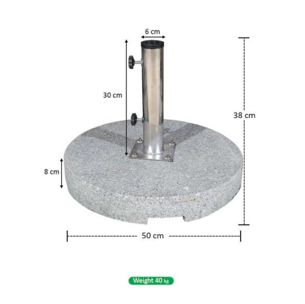 Round Marble Umbrella Base 40kg & 50kg | Heavy-Duty Parasol Stand for Outdoor Umbrellas