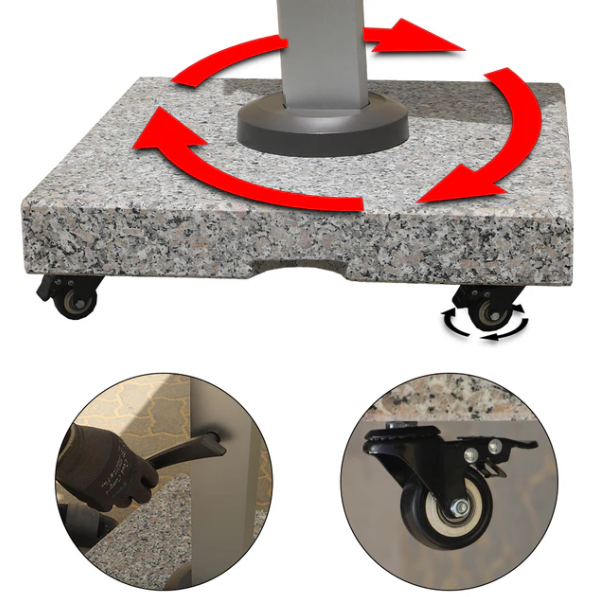 Outdoor Umbrella with 120kg Marble Base & Assembly | Heavy-Duty Cantilever Patio Umbrella