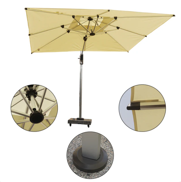 Outdoor Umbrella with 120kg Marble Base & Assembly | Heavy-Duty Cantilever Patio Umbrella