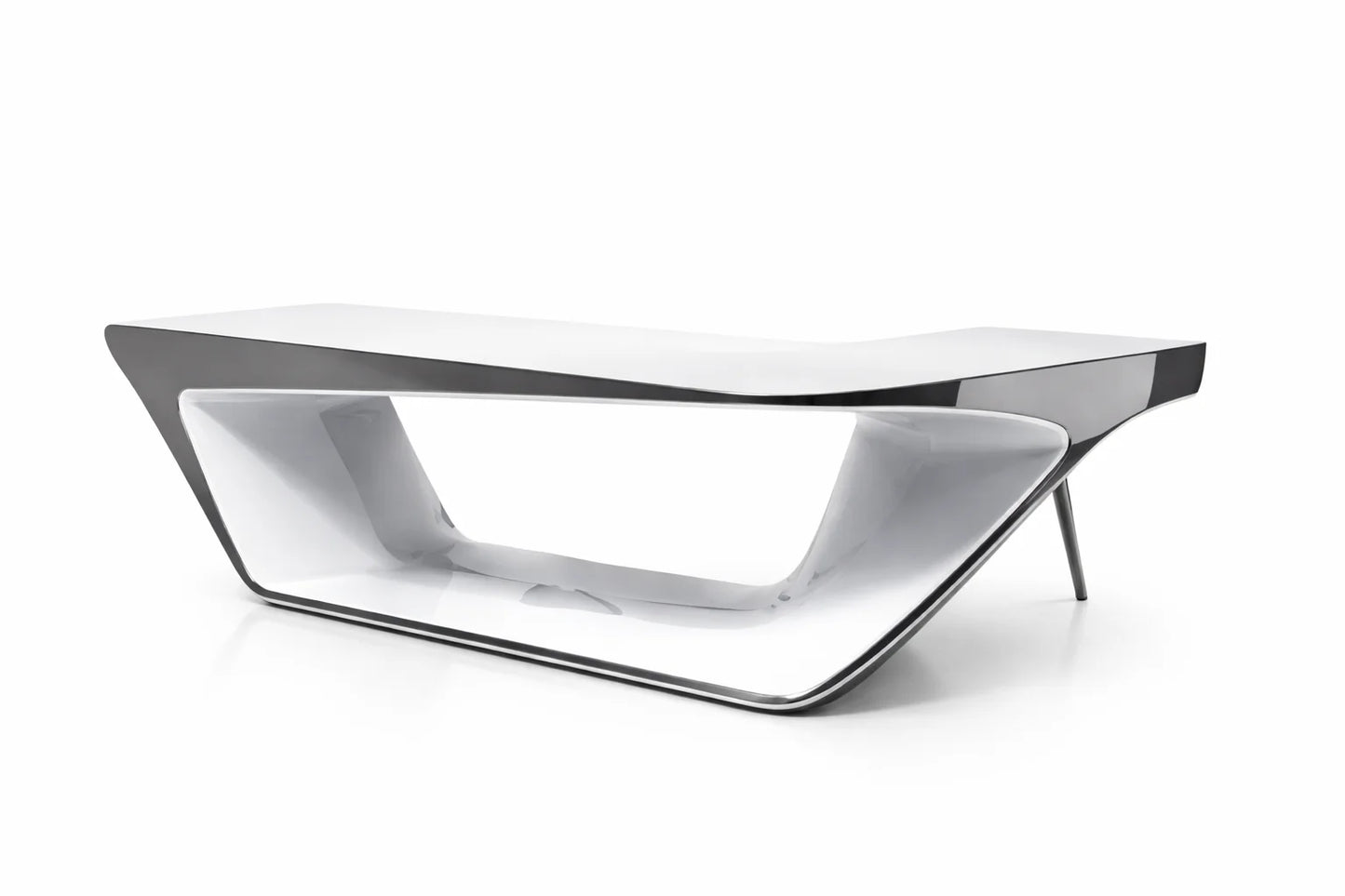 BG-9925 Glossy Executive Office Table White | Smart Desk with Fingerprint Lock & Ports