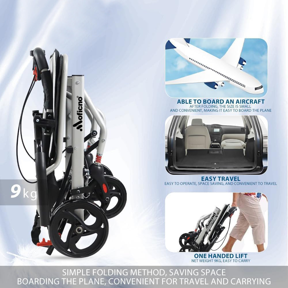 Lightweight Folding Transport Wheelchair Portable Travel Wheelchair w/Travel Bag - COOLBABY