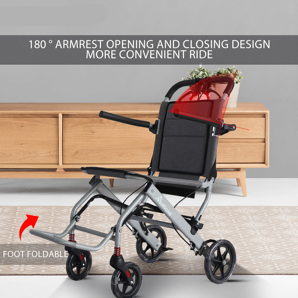 Lightweight Folding Transport Wheelchair Portable Travel Wheelchair w/Travel Bag - COOLBABY