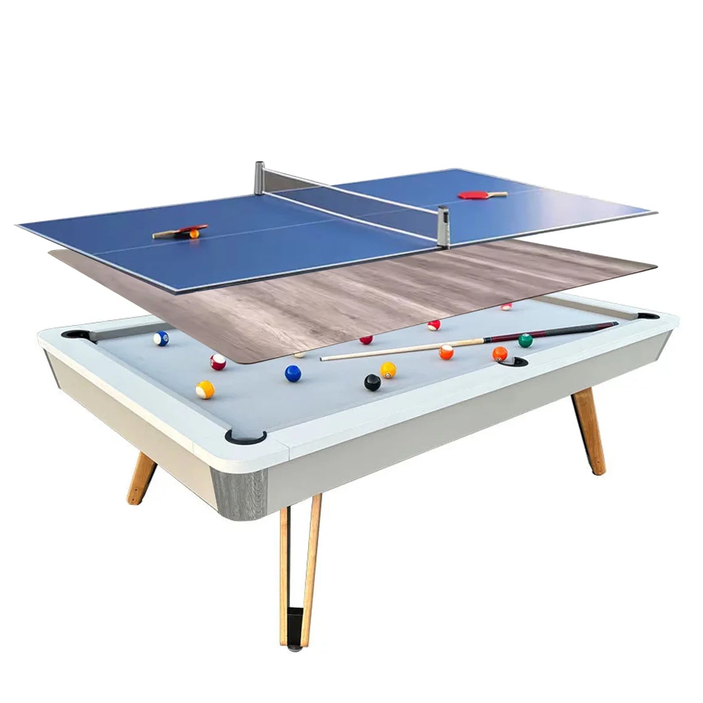 3 in 1 7ft Pool Billiard Table + Household Table Tennis Table + meeting or dining table Multifunction Game Table