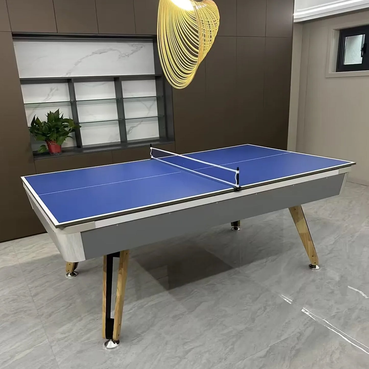 8-ft 3 IN 1 Professional Billiard Pool Tables with Full Accessory Pool Table with Table Tennis Top - White with Grey Felt - COOLBABY