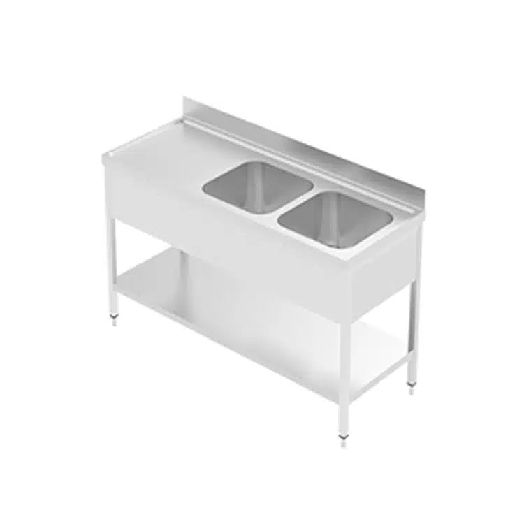 Commercial Double Bowl Stainless Steel Sink Unit | AISI 304 Double Compartment Sink | CE Certified | Made in UAE