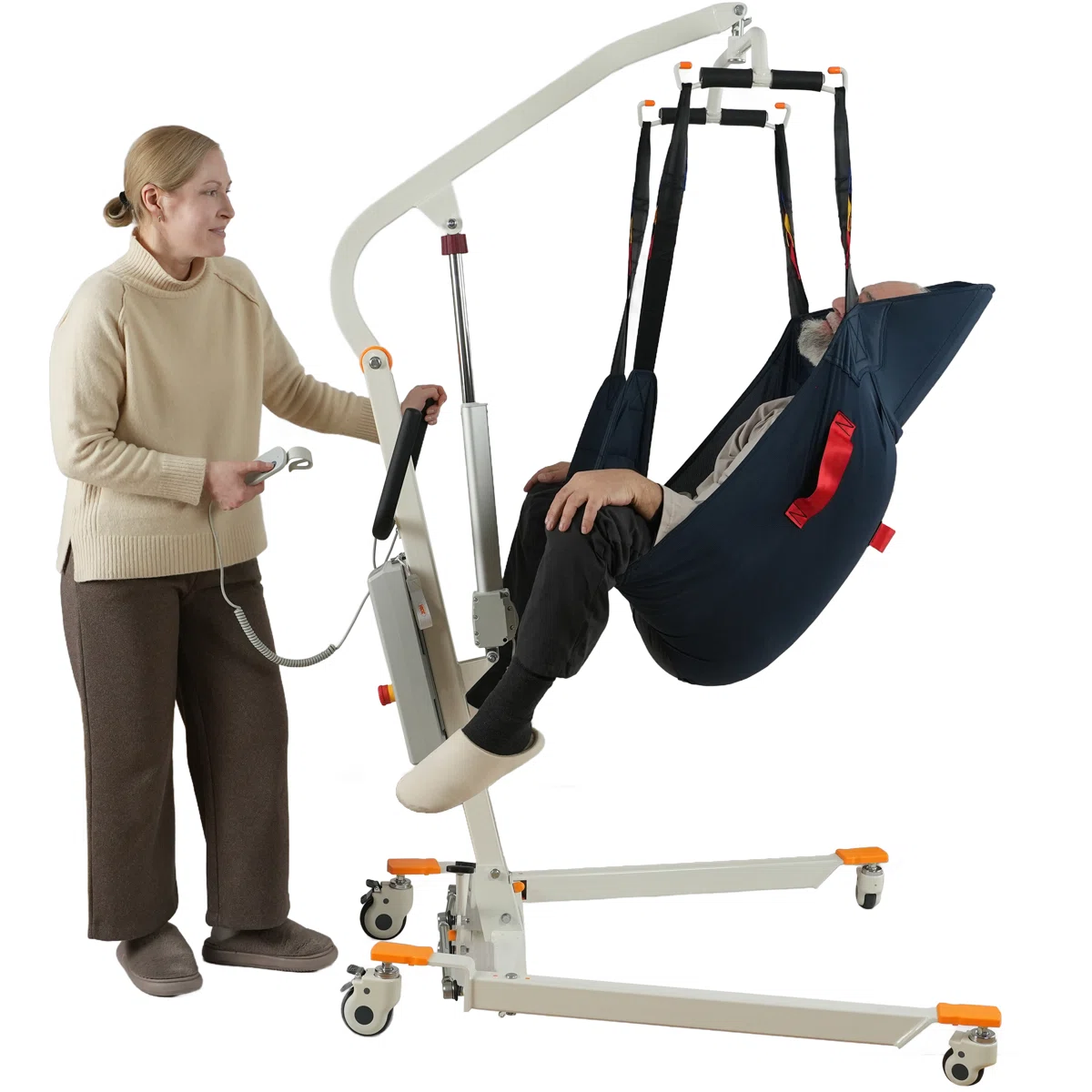 Collapsible Electric Patient Lift, Floor Lift Assist for Elderly, Medical Transfer Device with 330LBS Capacity, Portable & Easy Assembly - COOLBABY