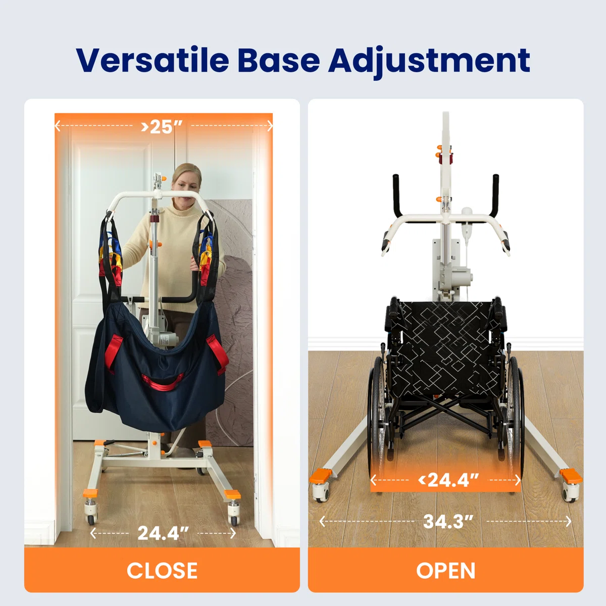 Collapsible Electric Patient Lift, Floor Lift Assist for Elderly, Medical Transfer Device with 330LBS Capacity, Portable & Easy Assembly - COOLBABY