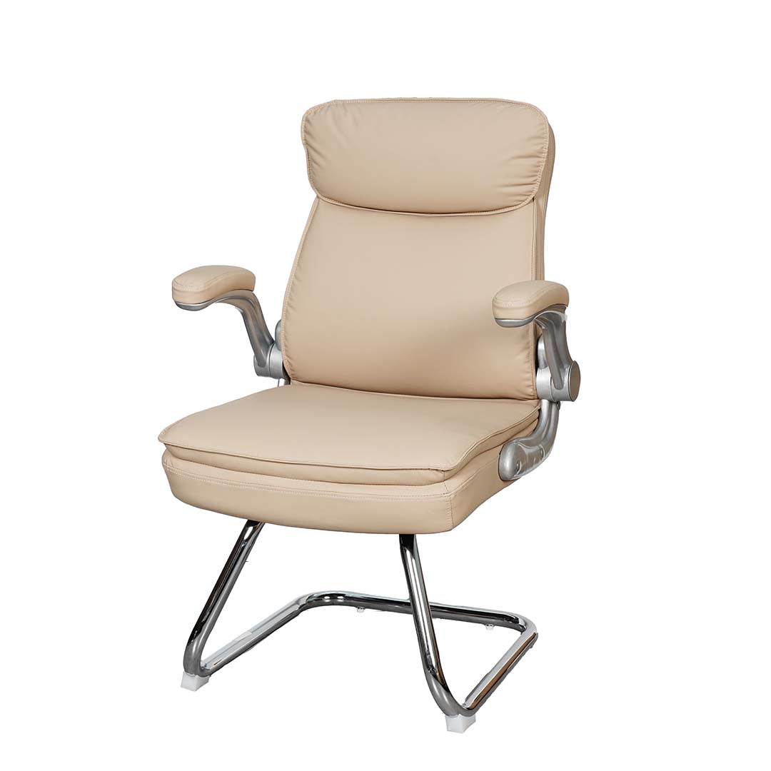 COOLBABY Premium Ergonomic Office Visitor Chair EQ-5180-C with Pure Leather and Aluminum Base - COOLBABY