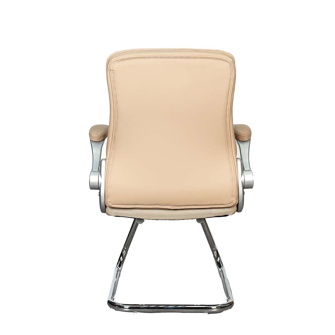 COOLBABY Premium Ergonomic Office Visitor Chair EQ-5180-C with Pure Leather and Aluminum Base - COOLBABY