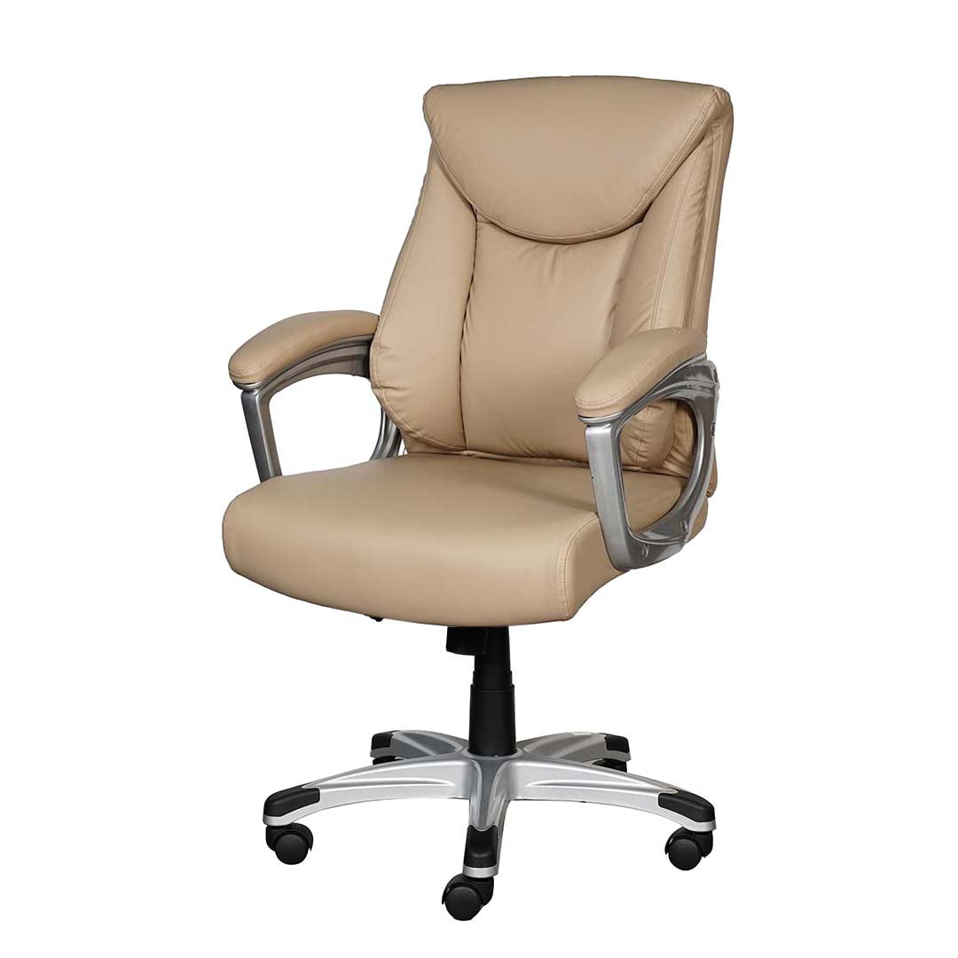COOLBABY Ergonomic Low Back Office Chair with PU Leather & Retractable Armrests | Model EQ-5182-B - COOLBABY