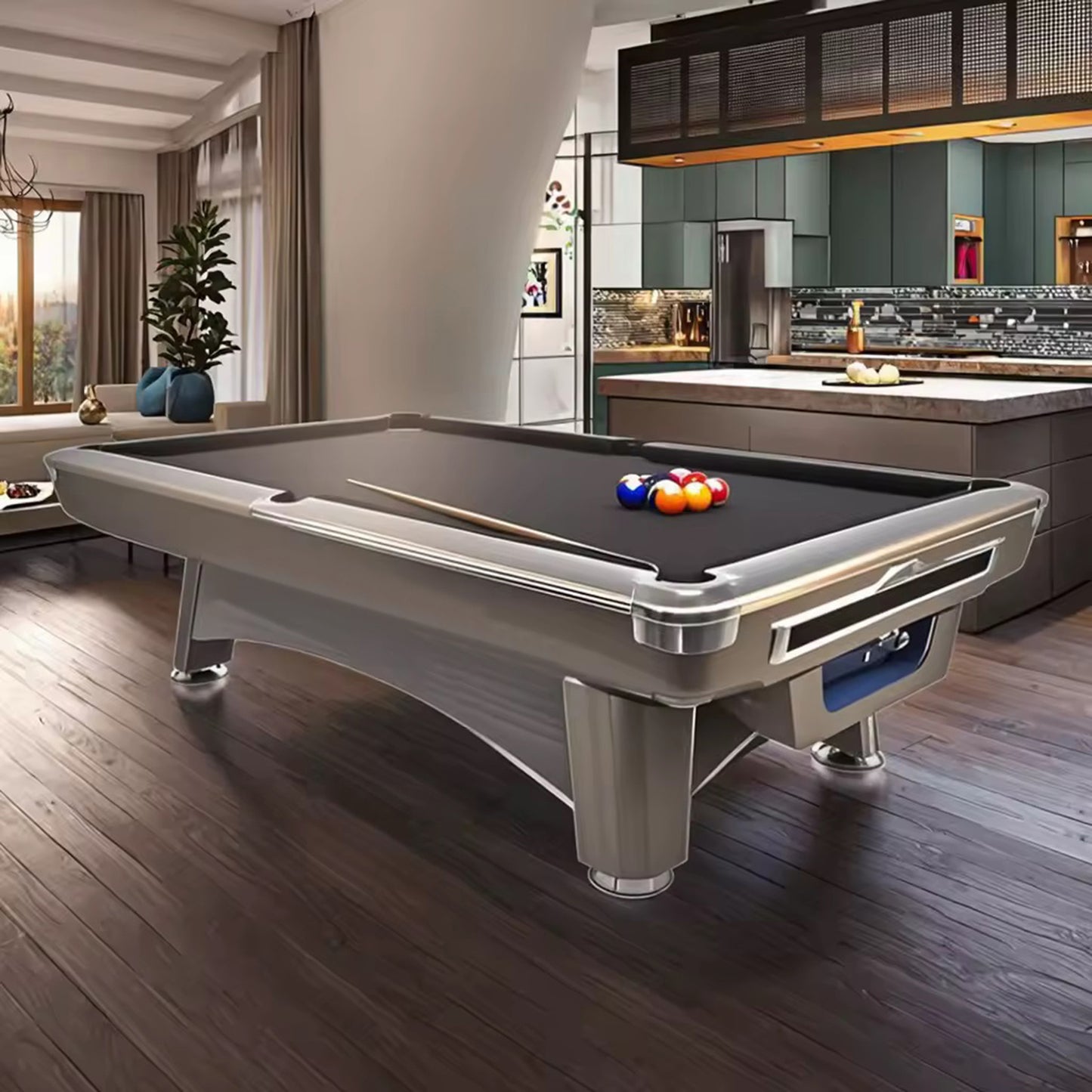 9-6-2G Billiard table, Natural Slate Solid Wood Billiards Tables 9FT Pool Table - COOLBABY