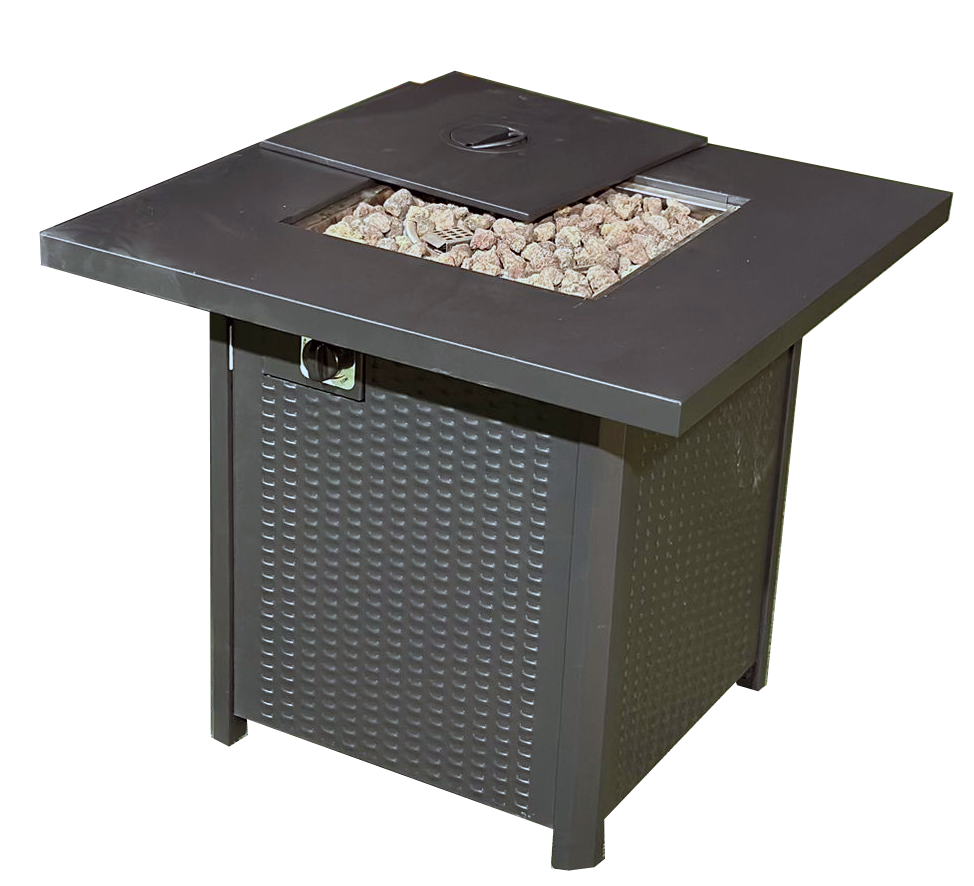 Rattan Look Fire Pit Table, 71*71*62 CM - COOLBABY