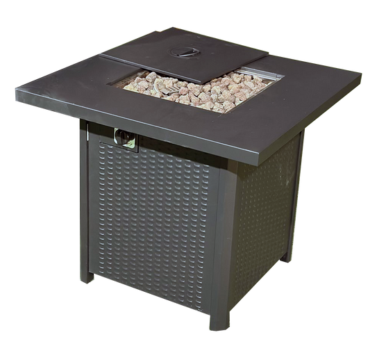 Rattan Look Fire Pit Table, 71*71*62 CM - COOLBABY