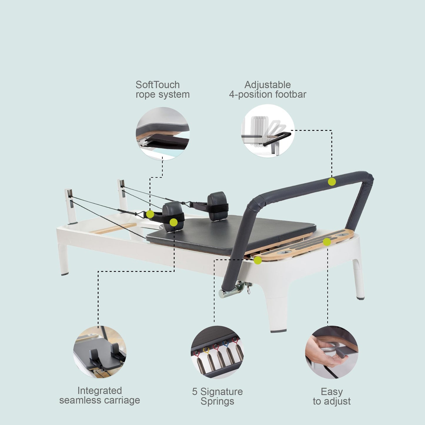Pilates Reformer, Pilates Exercise Equipment, Workout Equipment for Home or Studio