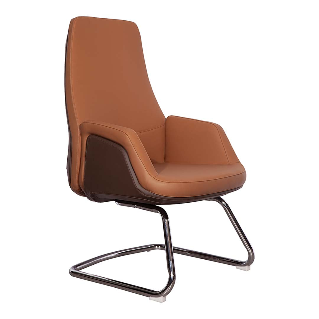 COOLBABY Office Visitor Chair GW 1803 C – Premium Leather, Durable Chrome Frame - COOLBABY