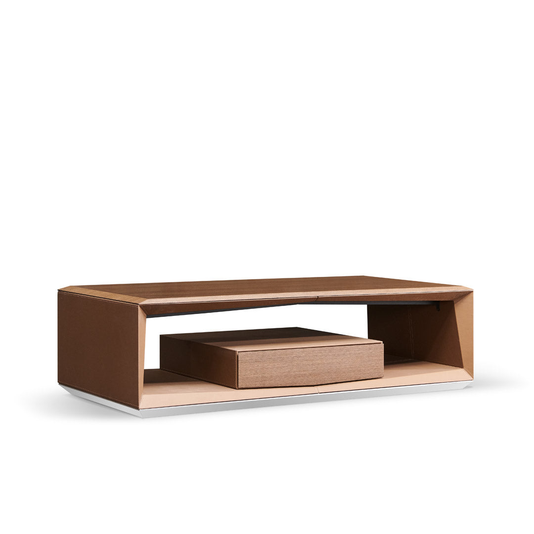COOLBABY Radiant Series H02-T01 Office Coffee Table – Light Brown, Saddle Leather - COOLBABY