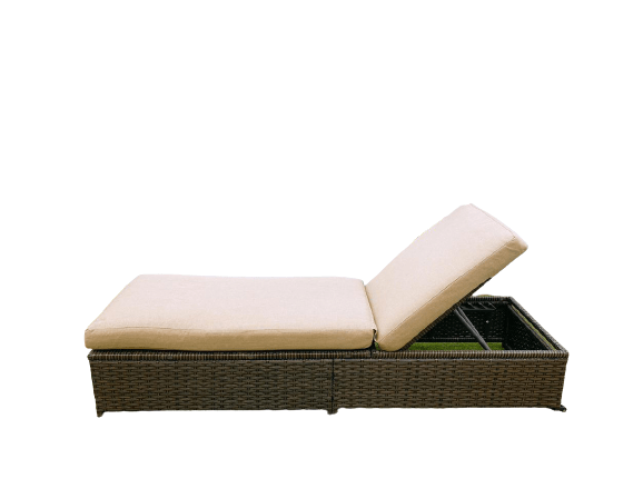 Garden Chair, Sun Lounge Chair - Cream And Brown - COOLBABY
