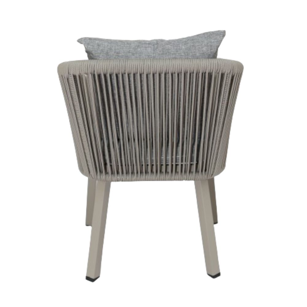 Outdoor Aluminum And Rope Dining Chair with Cushions Grey - COOLBABY