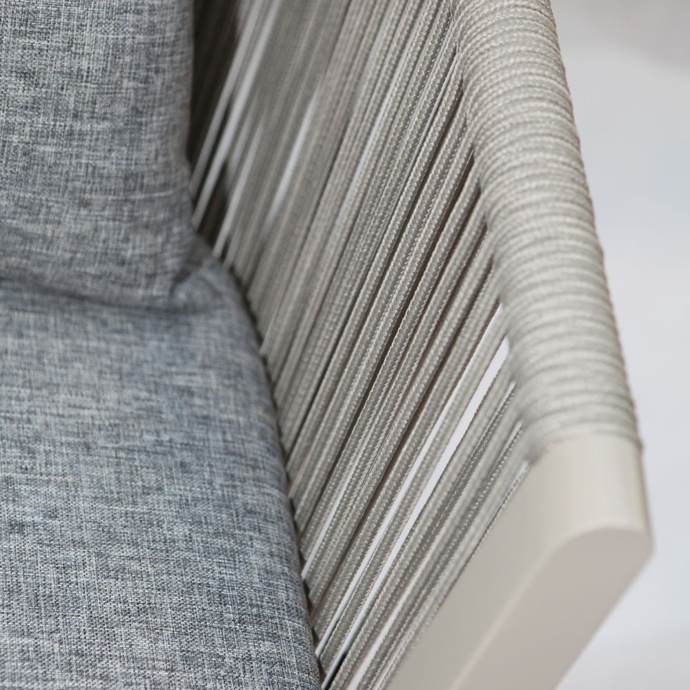 Outdoor Aluminum And Rope Dining Chair with Cushions Grey - COOLBABY