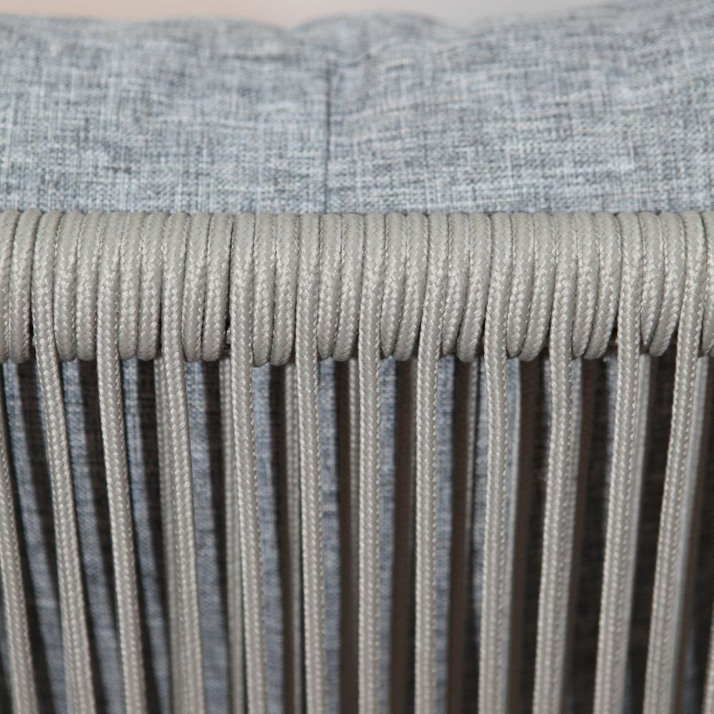 Outdoor Aluminum And Rope Dining Chair with Cushions Grey - COOLBABY