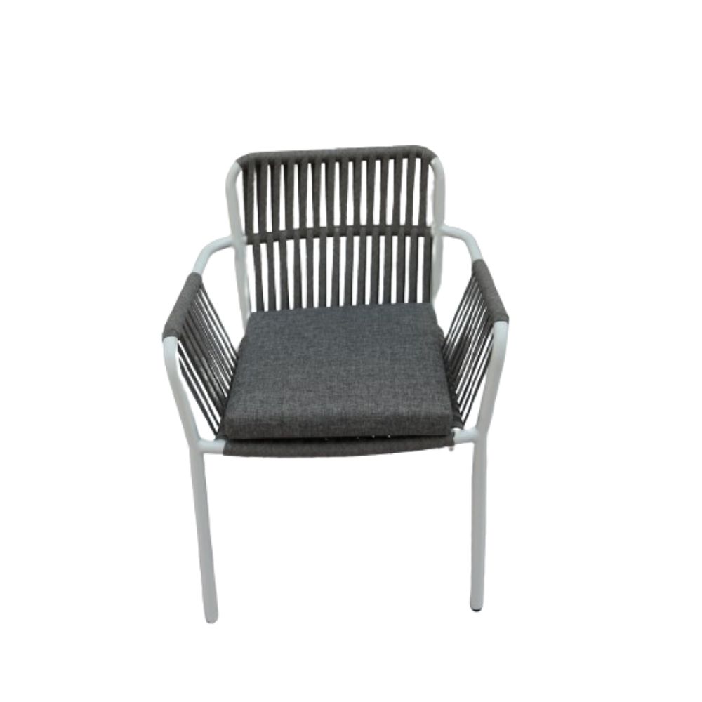 Outdoor Aluminum Frame Rope Dining Chair with Cushion - COOLBABY